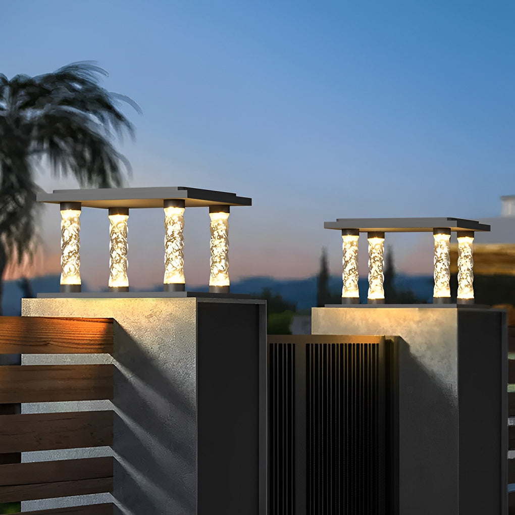 Bubble Lamppost Square Modern Solar Post Cap Light