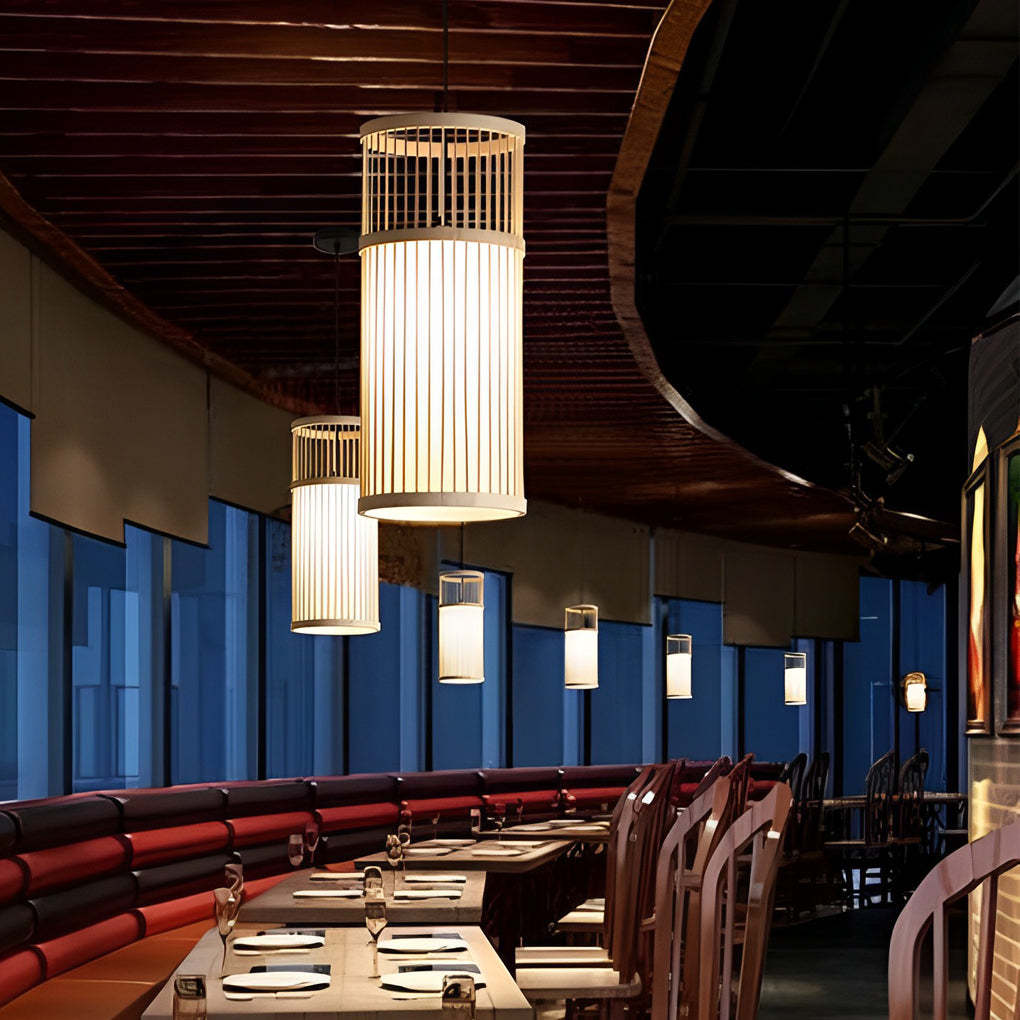 Minimalist Bamboo Hand-Woven LED Retro Pendant