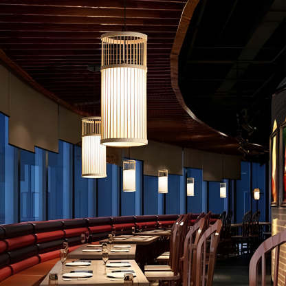 Minimalist Bamboo Hand-Woven LED Retro Pendant