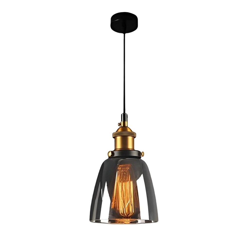 Retro Glass Smoke Gray Industrial Pendant