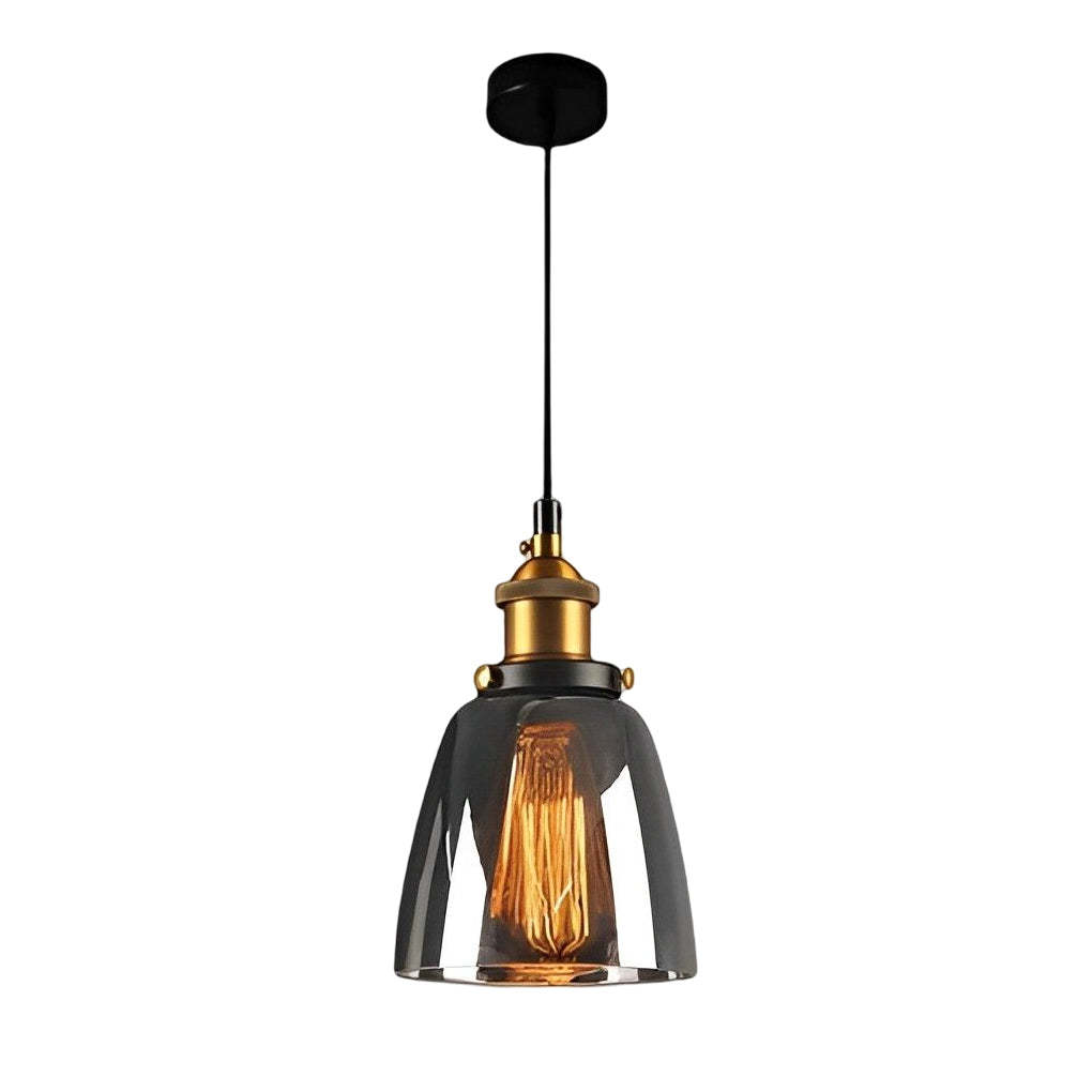 Retro Glass Smoke Gray Industrial Pendant