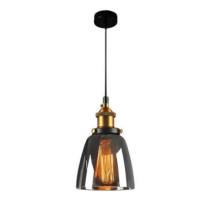 Retro Glass Smoke Gray Industrial Pendant