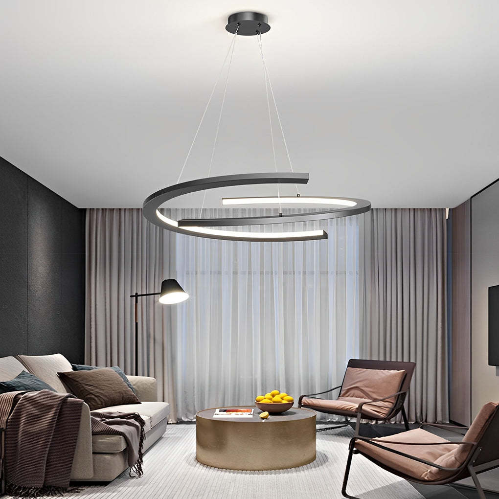 Semi-Circular LED Dimmable Black Modern Chandelier