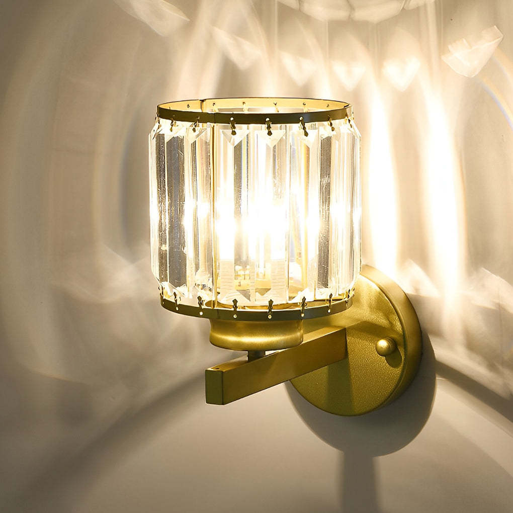 Round Crystal Glass Postmodern Plug-In Wall Sconce