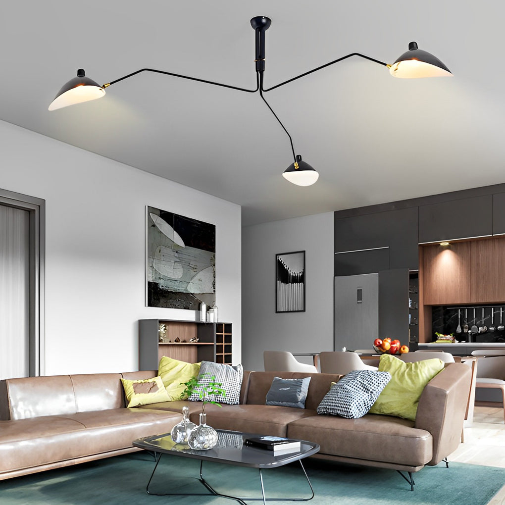 Lighom modern arm swing black chandeliers in metal — 6-Light