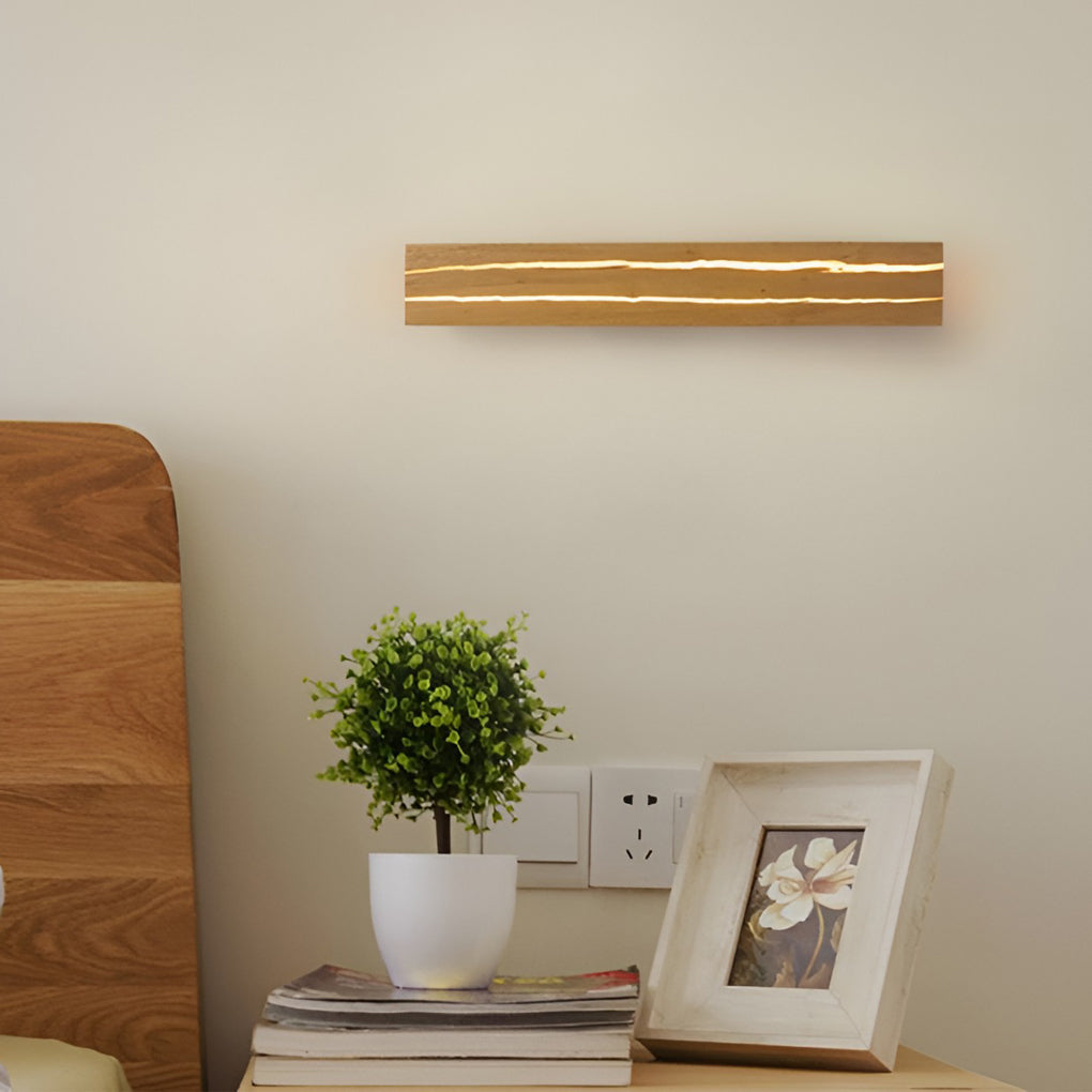 Rustic rectangular brown led wall lights, Lighom — 12" L / Warm White (3000K)