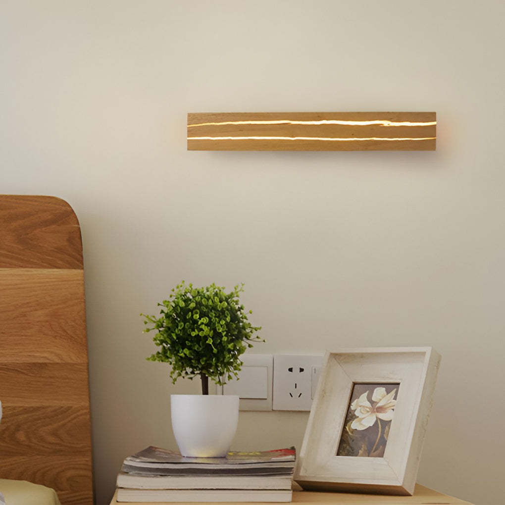Adjustable Rectangular Wood Three Step Dimming LED Modern Wall Lamp-Lighom