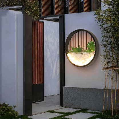 Round Small Artificial Plants Stones 18w LED Modern Outdoor Wall Light-Lighom
