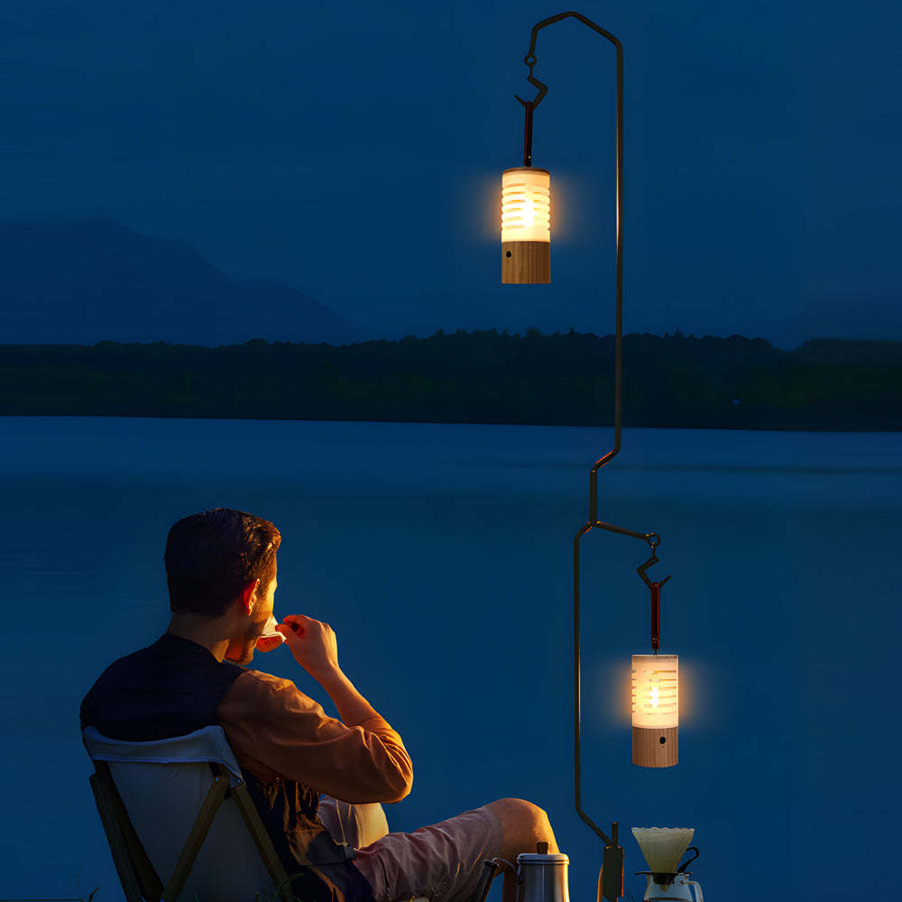 Portable Wood USB Rechargeable LED Camping Lantern-Lighom