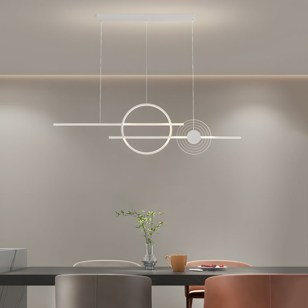 Modern island ring white synthetic pendant lighting — Dimmable with Remote