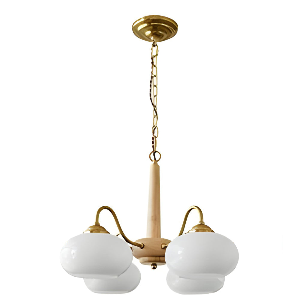 4/6-Light Glass Wood E27 LED Nordic Pendant Chandelier