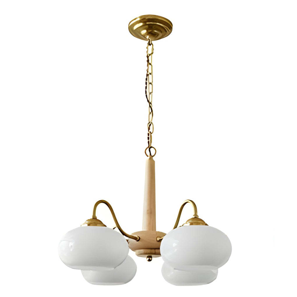 4/6-Light Glass Wood E27 LED Nordic Pendant Chandelier