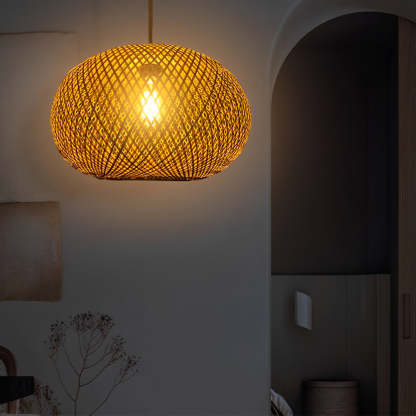 Round Handmade Bamboo Rattan Modern Pendant
