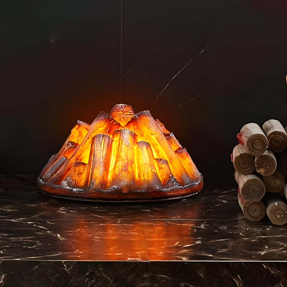 Decorative Resin Firewood Charcoal Pile Simulated Fireplace Flame Lamp-Lighom