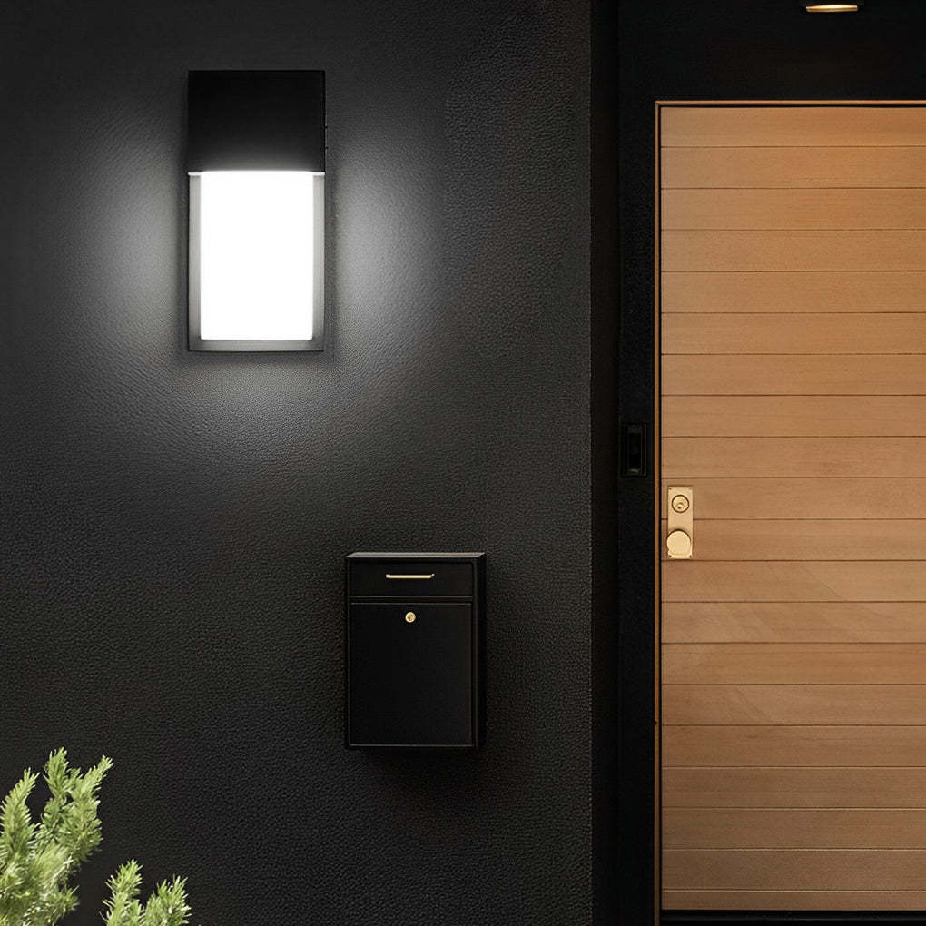 Rectangular Waterproof LED 10W Black Modern Outdoor Wall Light Fixture-Lighom