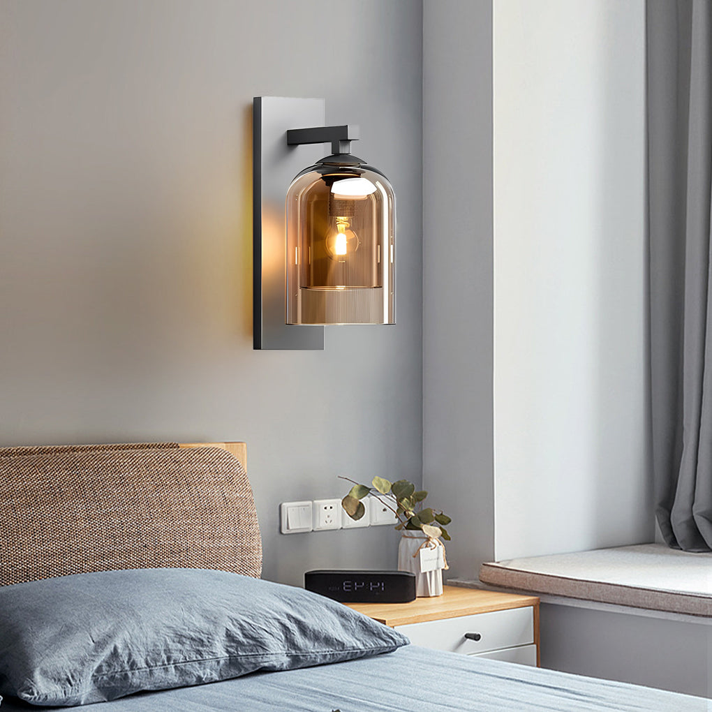 Modern double-layer brown glass wall sconces