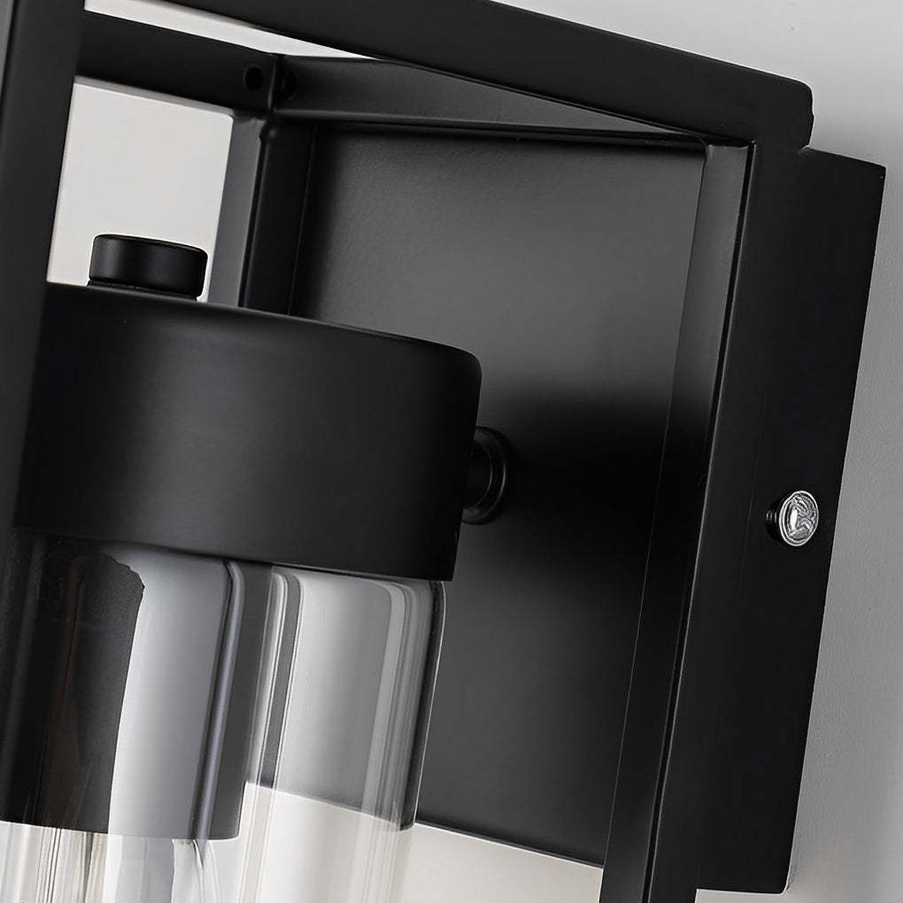 Rectangular Glass Black Industrial Wall Sconce