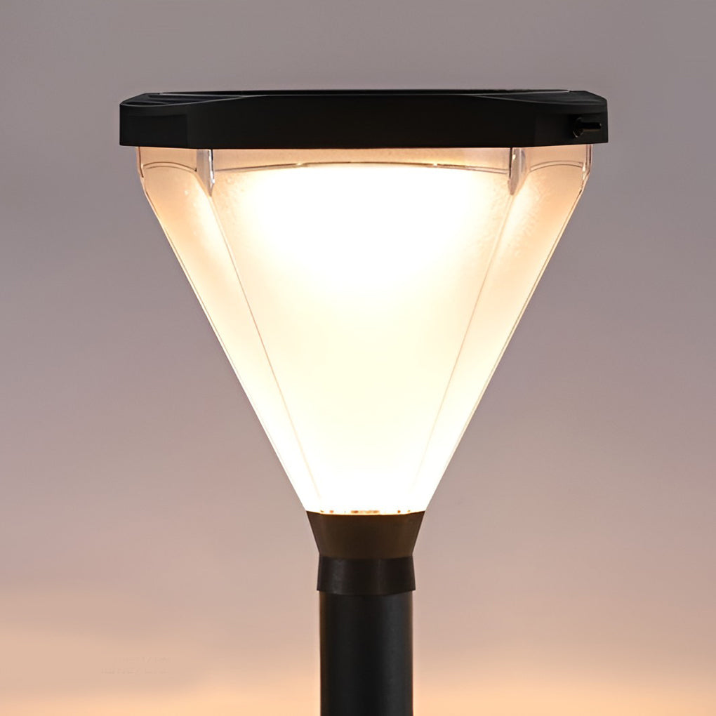 3.7V Cone Modern Solar Powered LED Path Light with Ground Insert or Mounting Base-Lighom