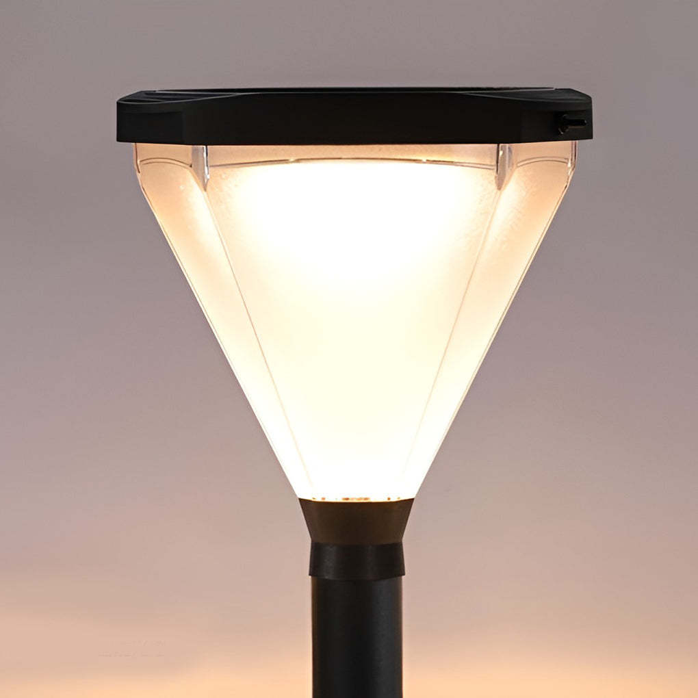 3.7V Cone Modern Solar Powered LED Path Light with Ground Insert or Mounting Base-Lighom