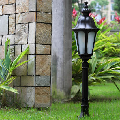 Elegant European-Style Black LED Outdoor Pathway Lamp Post-Lighom