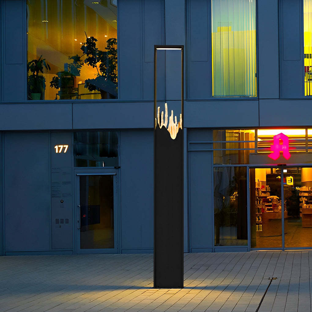 Rectangular Glass Mountain Scenery Black Modern Outdoor Pathway Lights-Lighom