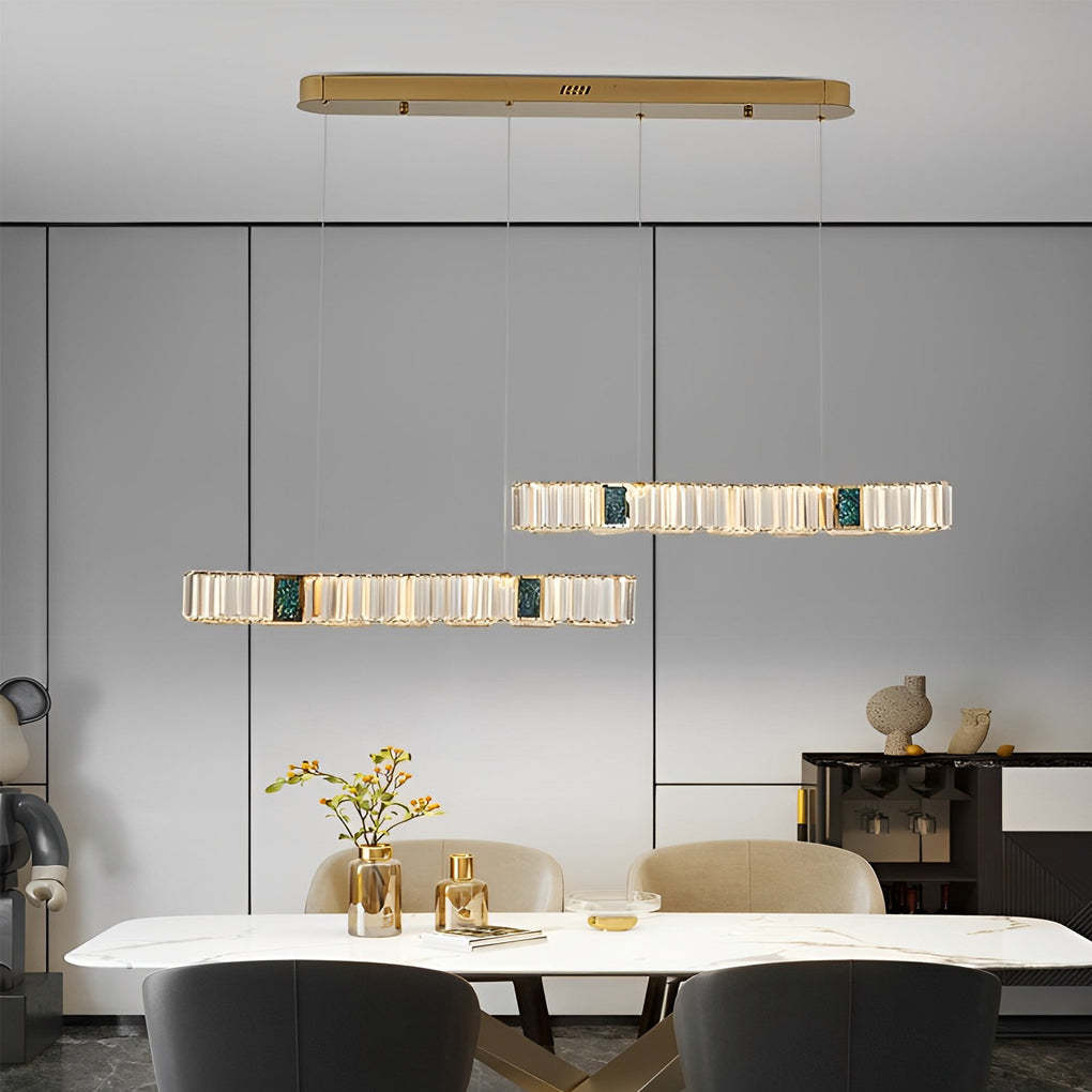 Two-Strip Dimmable LED Modern Crystal Dining Chandelier