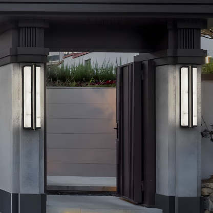 Modern Black LED Indoor/Outdoor Wall Lights with Resin Marble Shade-Lighom