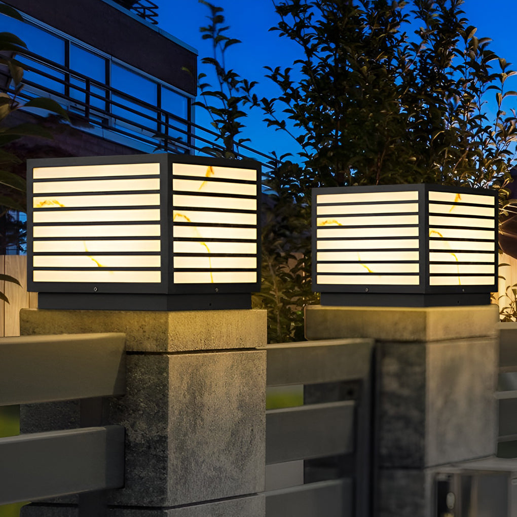 Square IP65 LED Solar Modern Outdoor Deck Pillar Light — Solar / 1 Pc