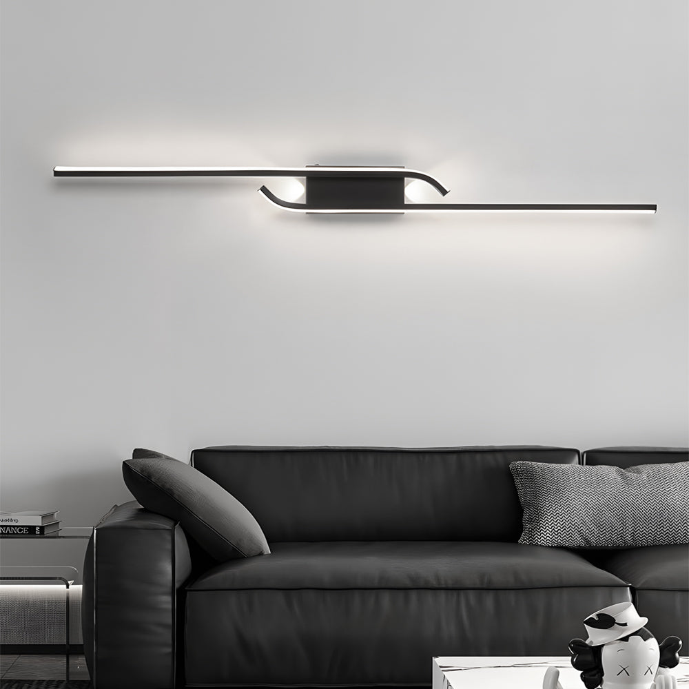 Minimalist Long Strip Aluminum LED Black Nordic Wall Lights Indoor-Lighom