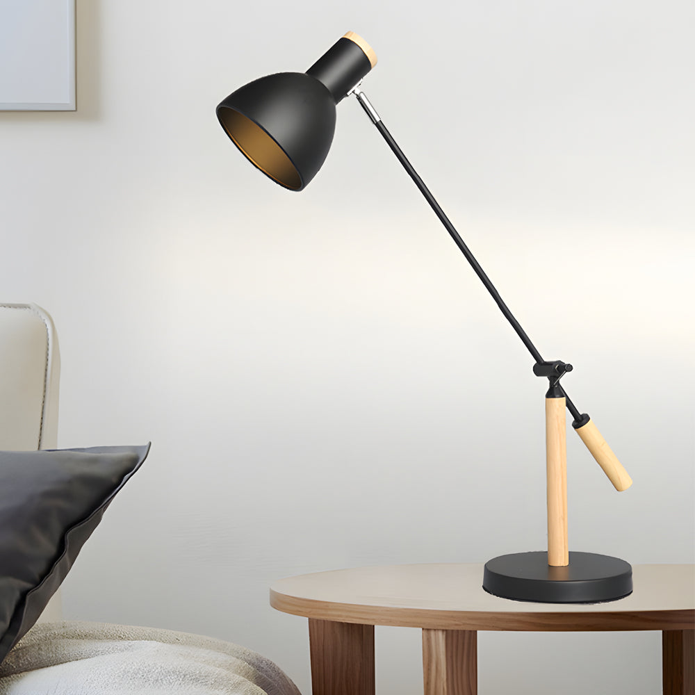 Adjustable Rotatable Wood and Metal Reading Desk Lamp for Modern Spaces-Lighom