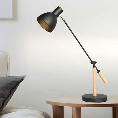 Adjustable Rotatable Wood and Metal Reading Desk Lamp for Modern Spaces-Lighom