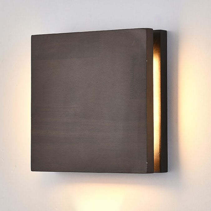 Japanese Wabi-Sabi Log Wood Rectangular LED Sconce