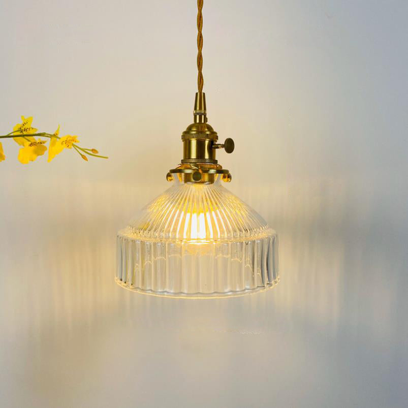Nordic Stained Glass Dome Brass Pendant