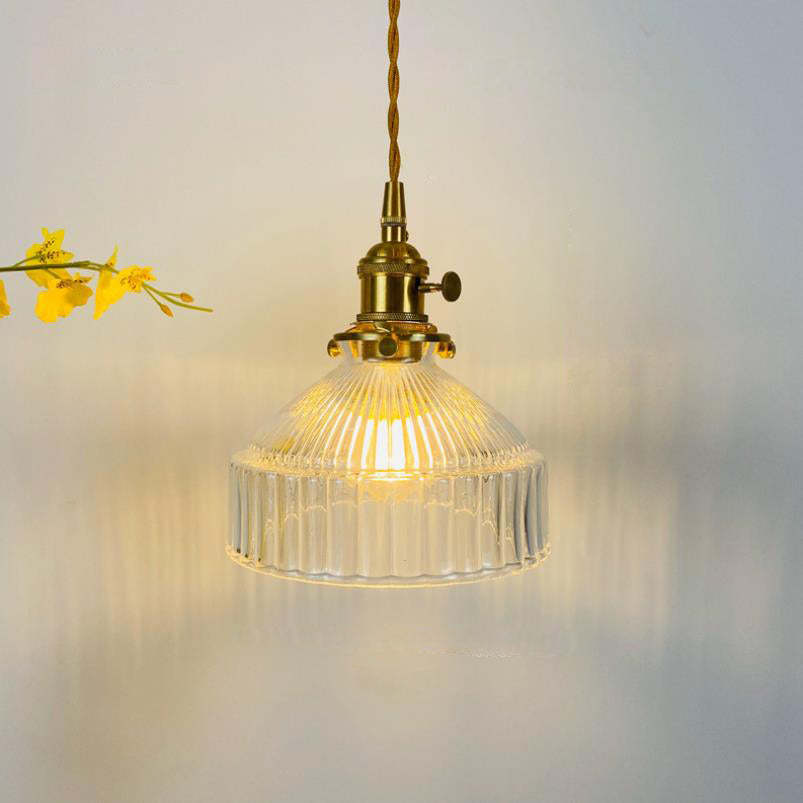 Nordic Stained Glass Dome Brass Pendant