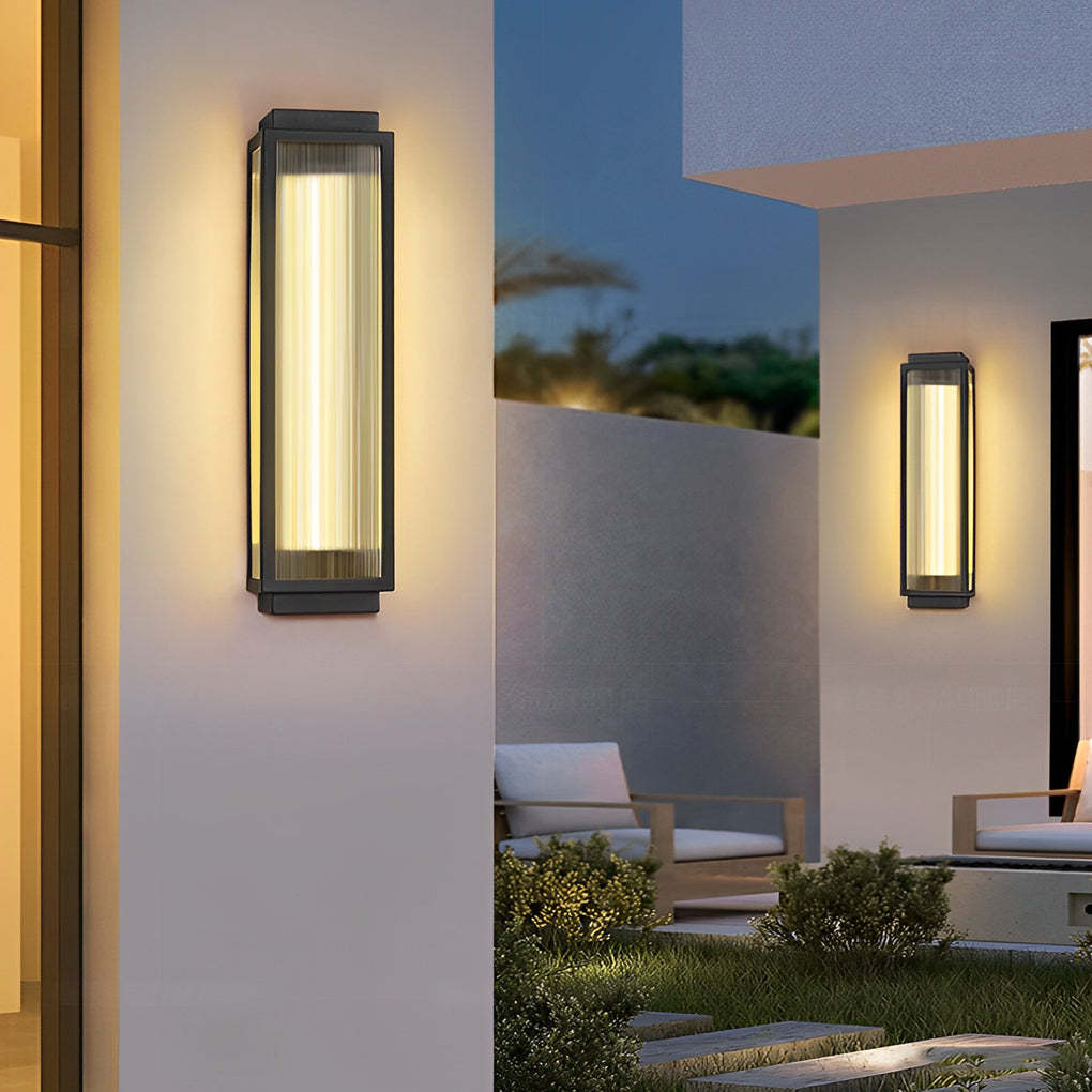 Rectangular Strip Waterproof LED Black Modern Outdoor Wall Lights-Lighom