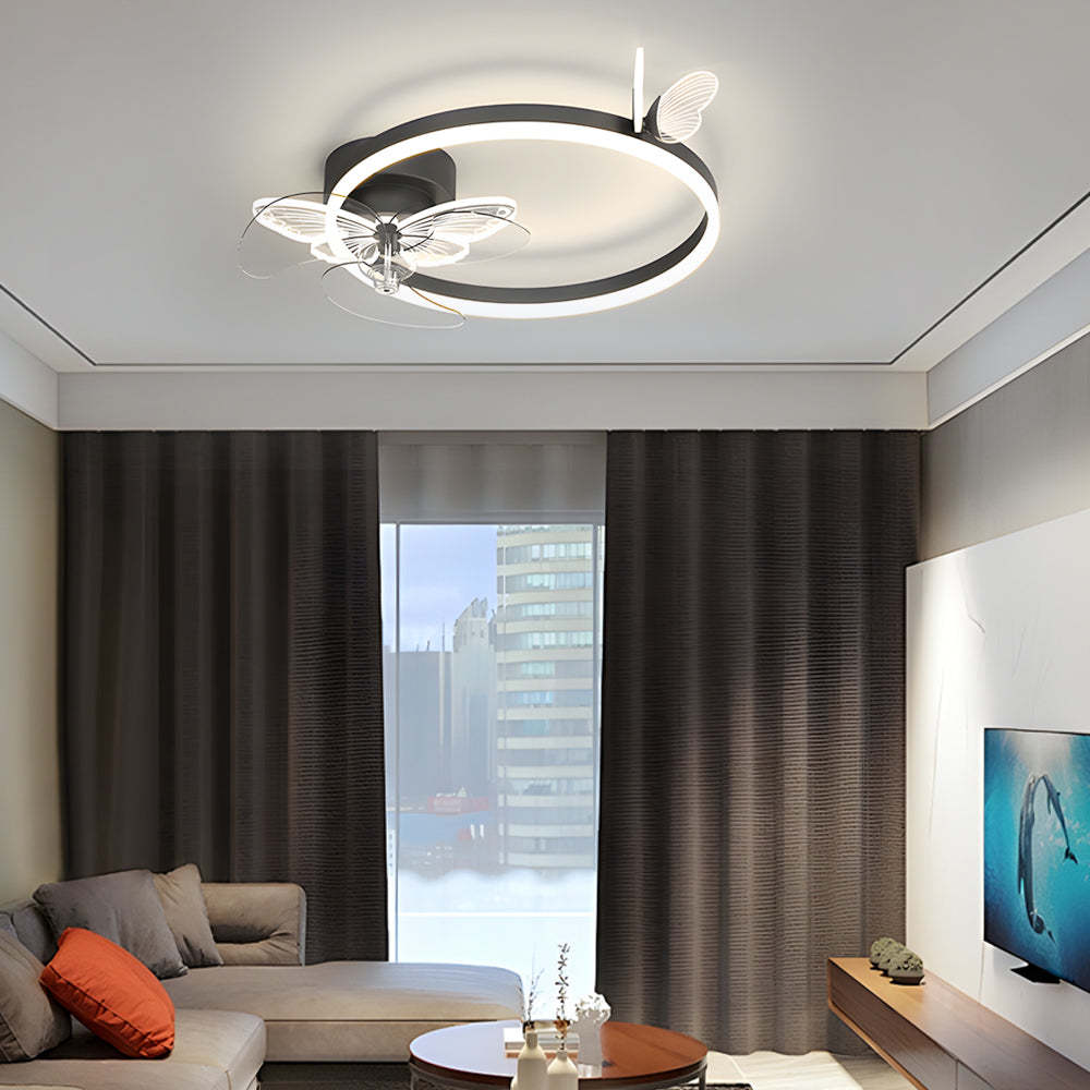 Ring Acrylic Butterflies 3-Step Dimming LED Ceiling Fan