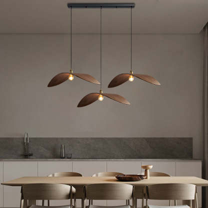 Wabi-Sabi Walnut Bar Leaf Curve Wood Pendant Light
