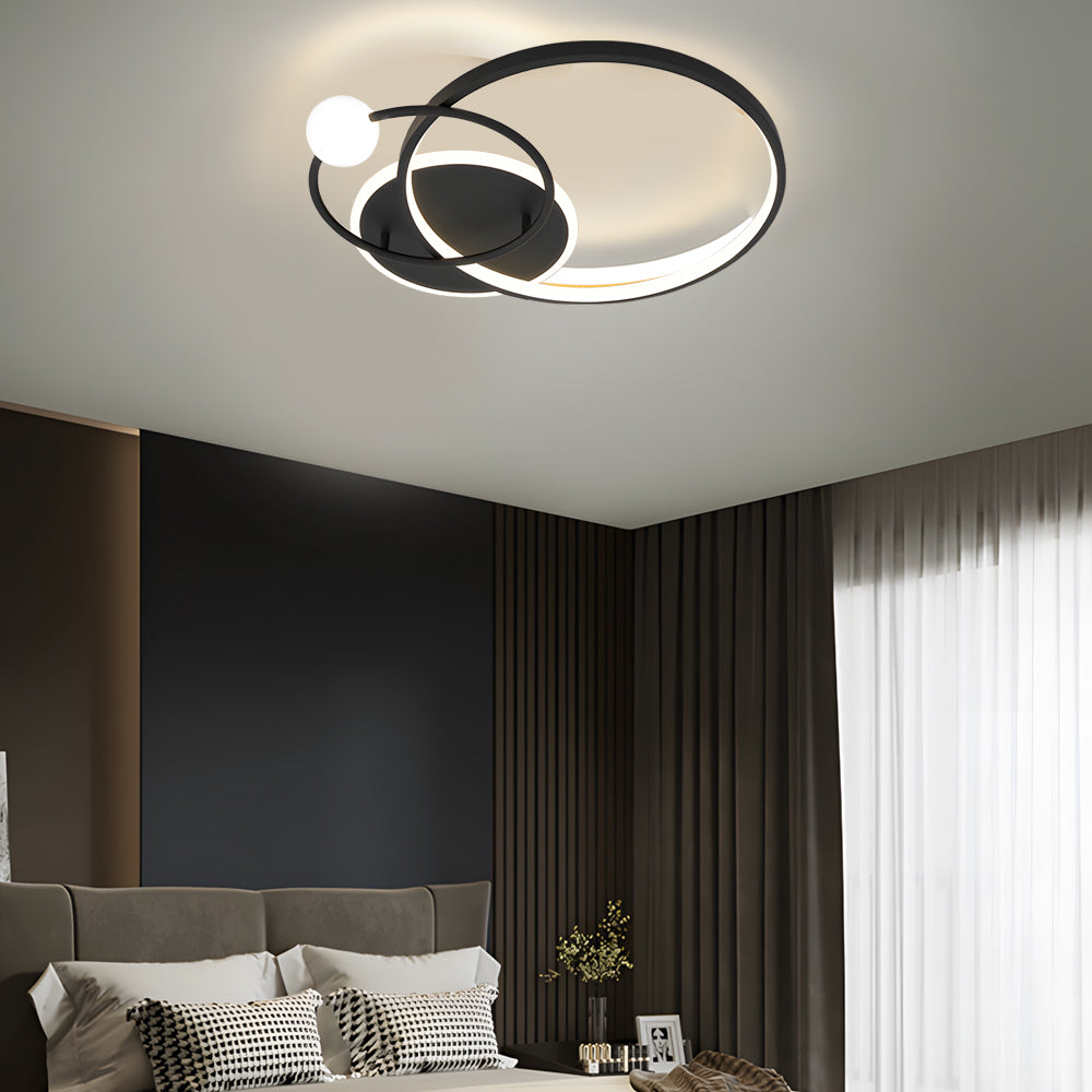Multi-Circle LED Flush Ceiling Light Gold Black White