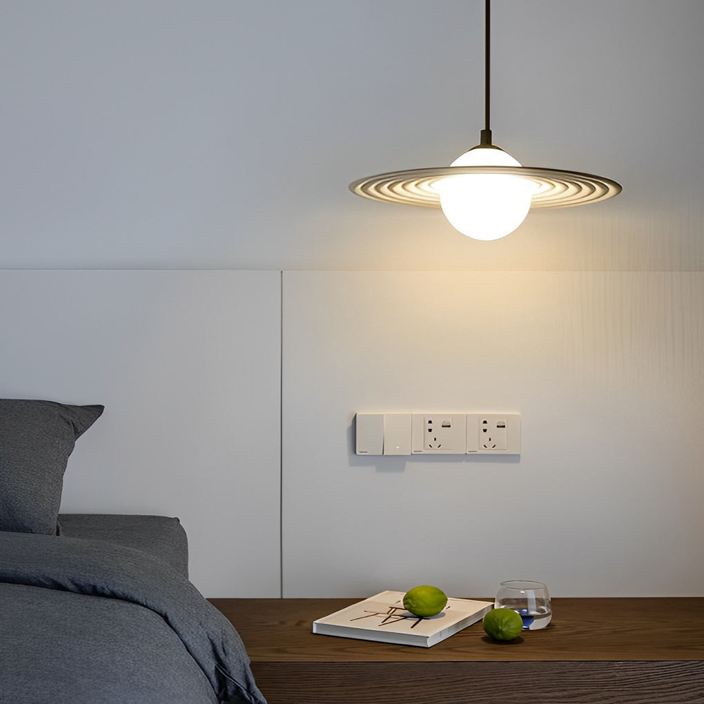 Lighom modern round synthetic pendant lighting — 6" H x 18" Dia