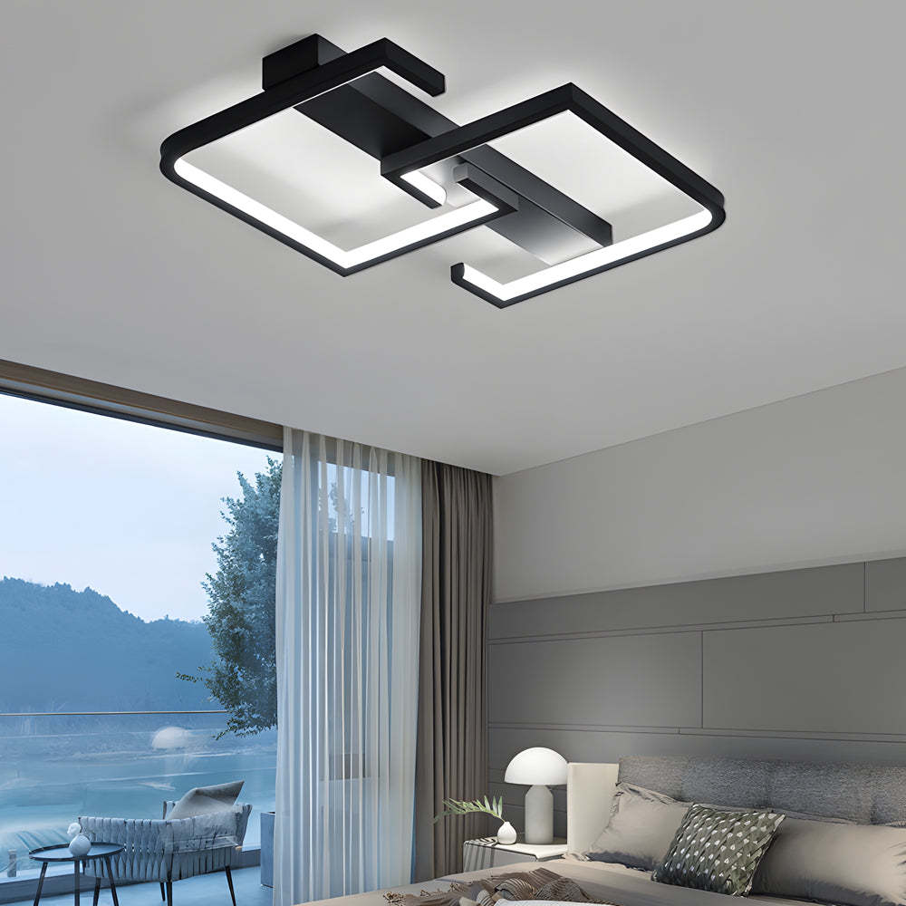 Square Frame LED Black Modern Ceiling Light