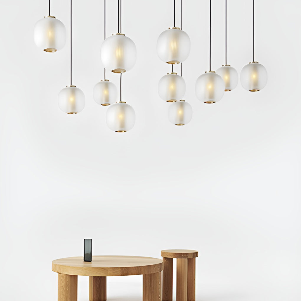 Round Lantern Glass LED Modern Pendant Light
