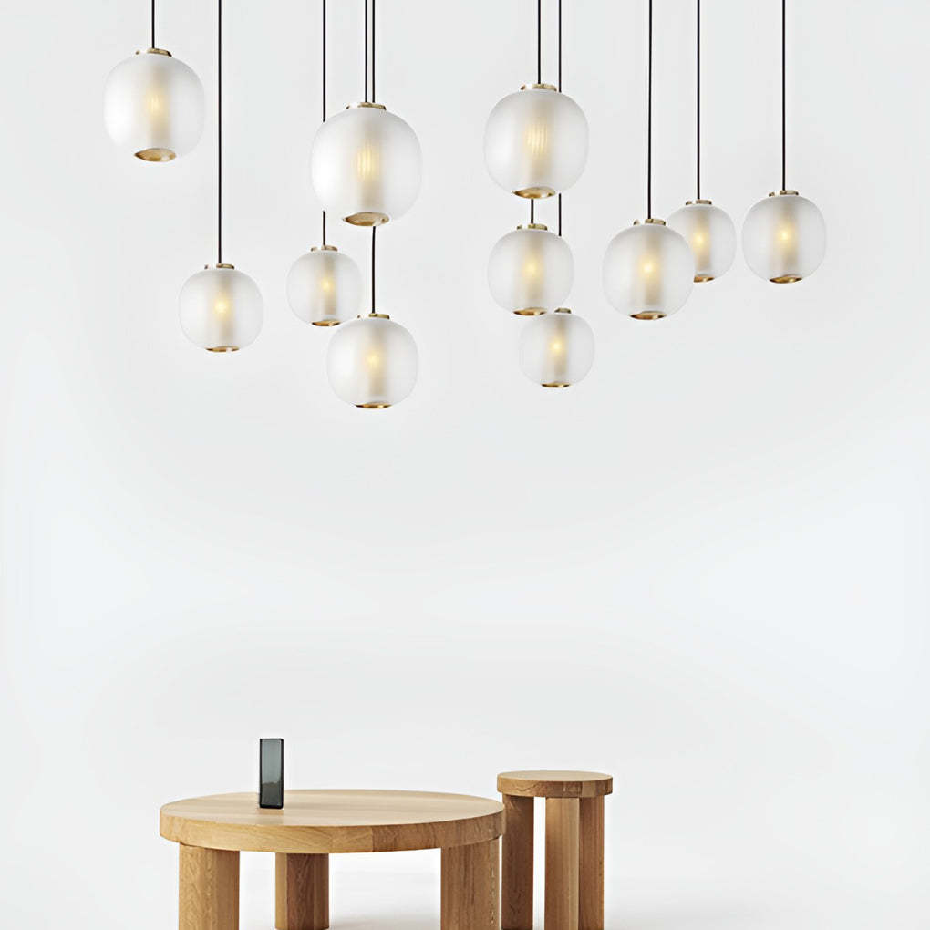 Round Lantern Glass LED Modern Pendant Light