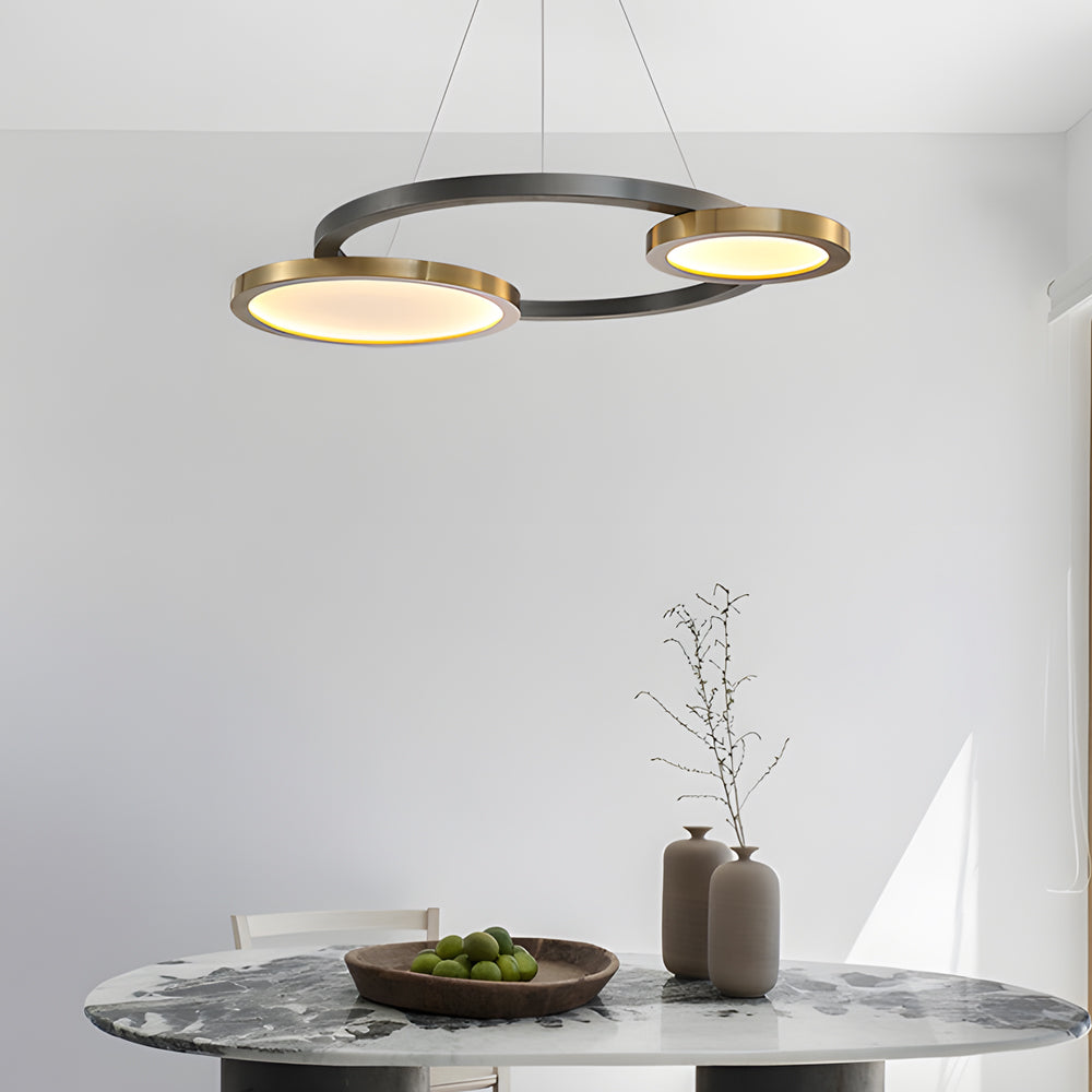 Circular Multi-Ring Brass Suspension LED Chandelier