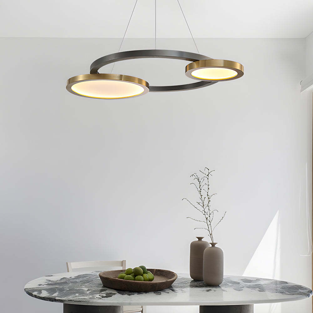 Circular Multi-Ring Brass Suspension LED Chandelier