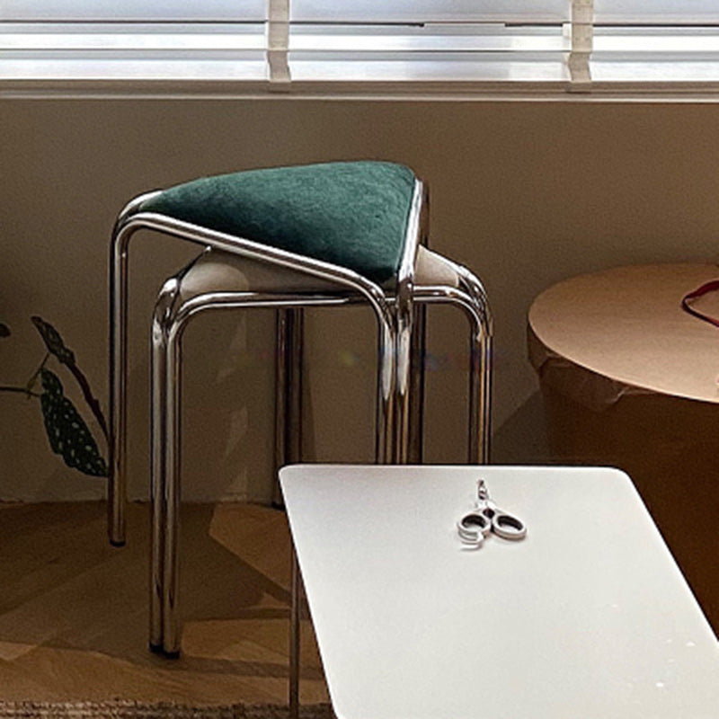 Minimalist Triangle Fabric Steel Vanity Stool