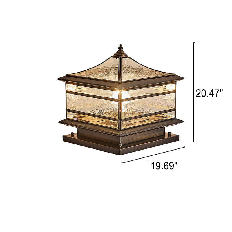 European Brass Glass Square Pillar Landscape Light