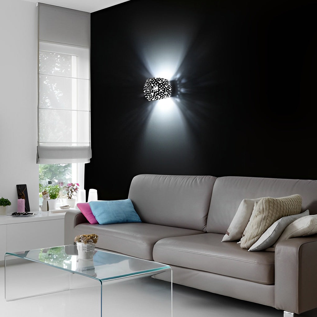 Round Creative Hollow LED up and down Lighting White Nordic Wall Lamp-Lighom