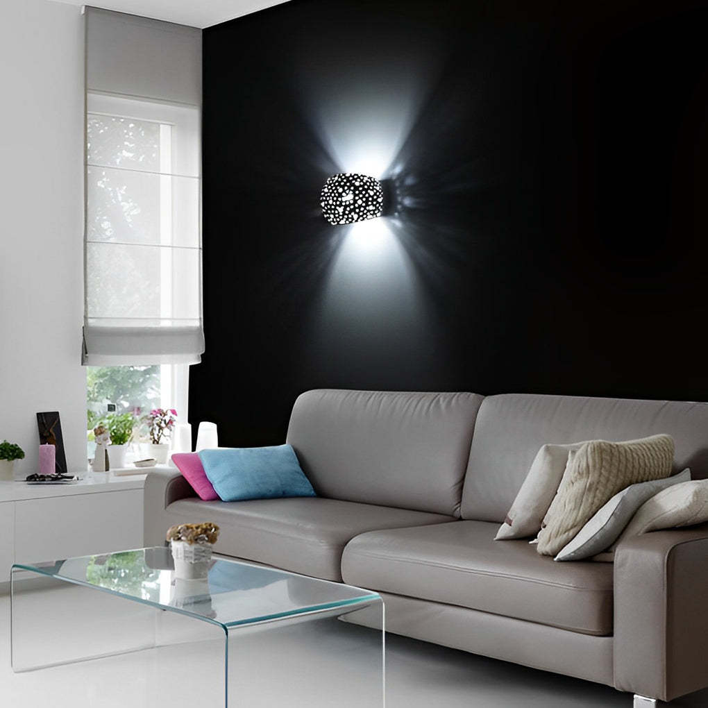 Round Creative Hollow LED up and down Lighting White Nordic Wall Lamp-Lighom