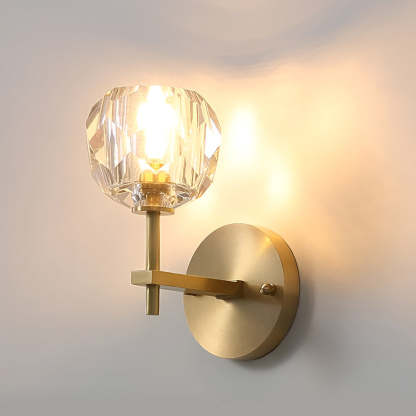 Ball-shaped LED Crystal Gold Postmodern Plug in Sconce Lighting Wall Lamp-Lighom