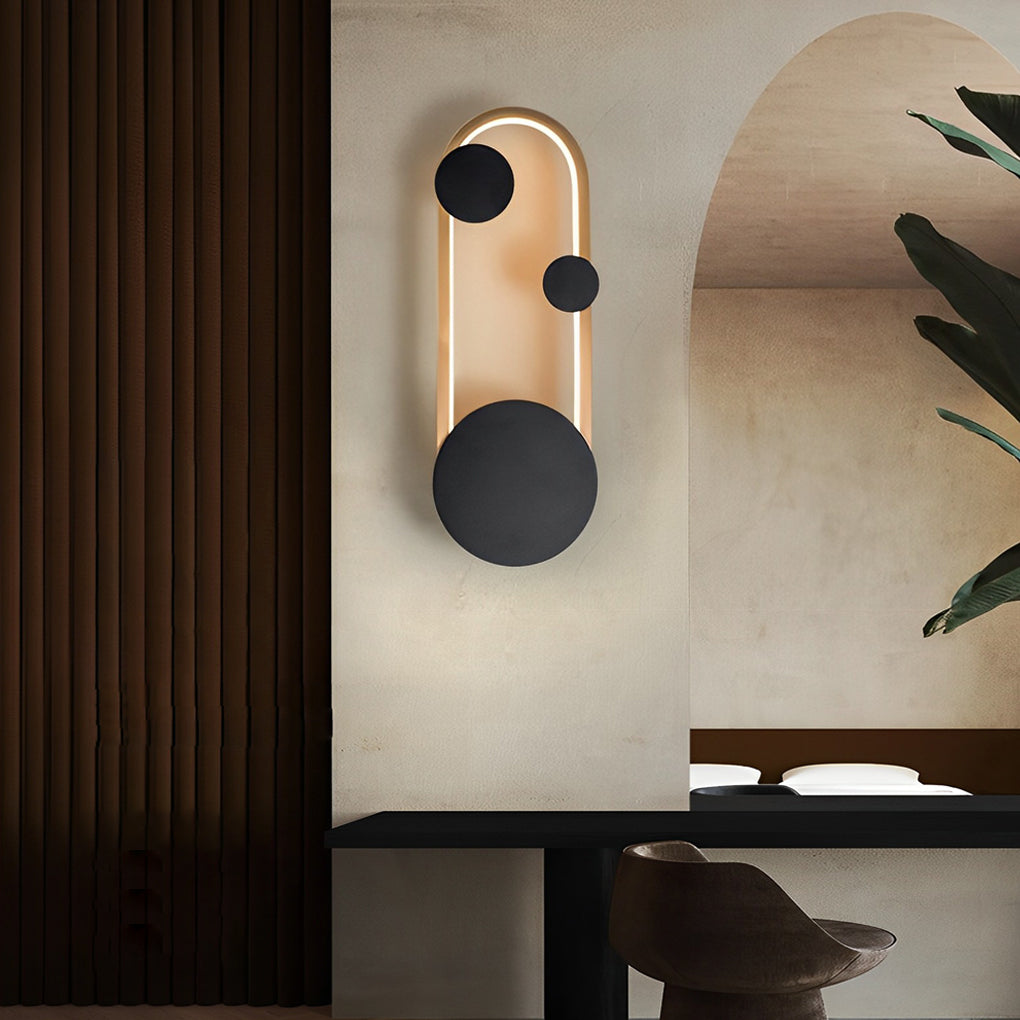 Lighom modern round black wall sconces — Oval / Cool White (6000K)